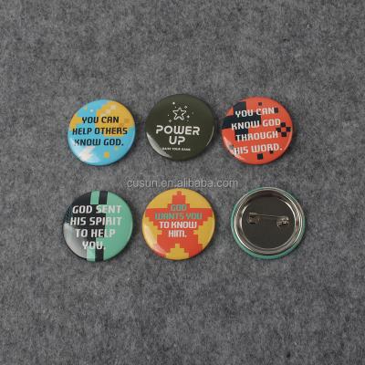 China Custom Party Tin Bage Tin Button Custom Color Print Badge Popular Promotional Gifts Nickel Free for sale