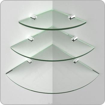 China High quality yard corner curved glass shelf designed by chinese glass factory for sale