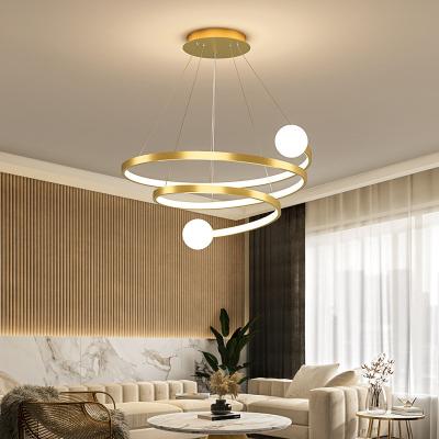 China Modern Line Tik Tok Hot New Nordic Chandelier Light Luxury Gold Living Room Dining Room Small Chandelier for sale