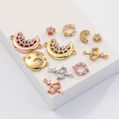 China DIY TRENDY Design 18k Gold Plated Bling Charms Star Moon Charm Pendants For Jewelry Making for sale