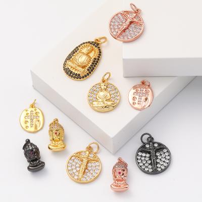 China Wholesale FASHIONABLE Jewelry 18k Gold Plated Lucky Small Religious Jesus Buddha Cross Pendant Charms For Jewelry Making for sale