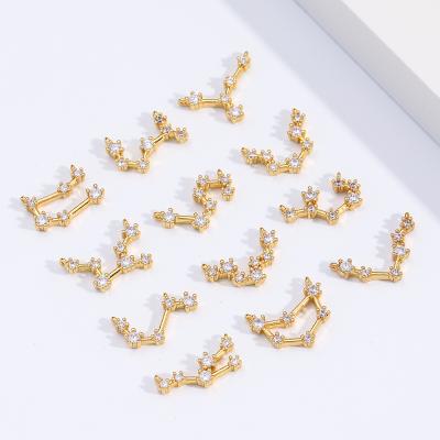 China 2021 TRENDY Fashion Jewelry Zirconia Twelve Constellations Charms 18k Gold Necklace Charms Constellation Pendant Charms Jewelry Making for sale