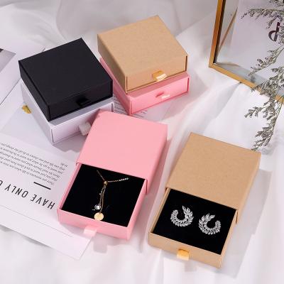 China Wholesale Custom Jewelry Box Environmentally Friendly Jewelry Box Packaging Bracelet Necklace Bronzing LOGO Jewelry Packaging for sale