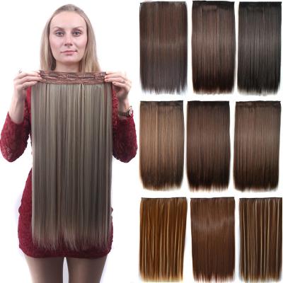 China Highlight Color Silky Straight Full Head Wave Synthetic Hair Extensions Long Straight 5 Clip In Hair Extensions For Women And Girl for sale