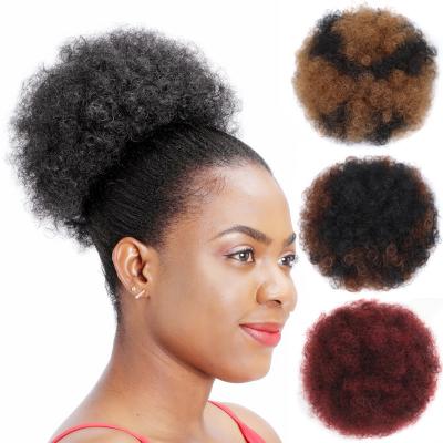 China Yaki Scrunchy Hair Bundle Afro Yaki Tail Wigs Drawstring Ponytail Hair Extensions Color Women's Curly Synthetic Wigs for sale