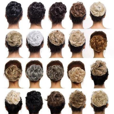 China Messy Curly Messy Curly Band Rubber Hair Bun For Women Short Scrunchie Ponytail Hair Pieces Bun for sale