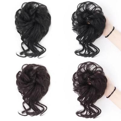 China Water Wave Wisdom Hair Bun Bun Messy Band Synthetic Curly Hair Elastic Fake Hair Pieces Scrunchy For Women Hairpins Brown Black for sale