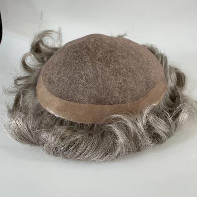 China Wisdom Straight Men's Toupee Wig Hair Systems #1B80 Poly+Mono Male Lace Base Prosthesis Wig For Hair Loss for sale