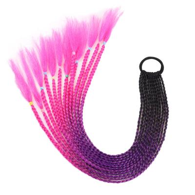 China Factory Price Rainbow Gradient Gradient Braid Colorful Dirty Women Ponytail Elastic Braid Hair Band 24inch for sale