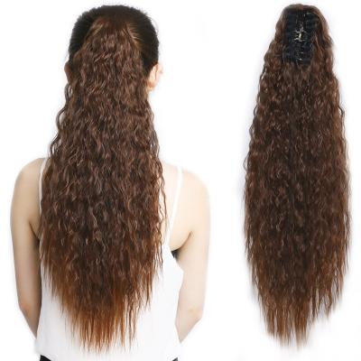 China Long Curly Elastic Band Clip In Synthetic Hair Piece Curly Hair Ponytail Wavy Extension for sale