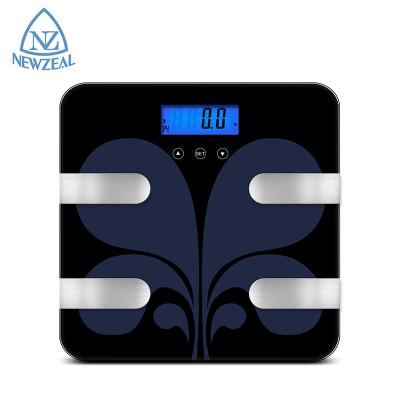 China Water Content Measuring NEWZEAL Factory Electronic Body Fat Scale BMI Digital Bathroom Weight Scale for sale