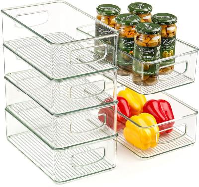 China Sustainable Set of 8 Fridge Organizer Bins Stackable Plastic Fridge Organizers with Lids for Freezer Buffet Pantry BPA Free for sale