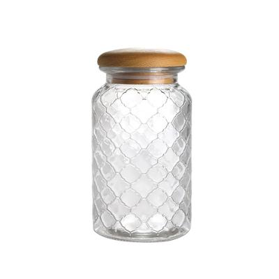 China Just Hot Cookie Candy Honey Food Canton Candy Glass Jar With Empty Clear Glass Round Sugar Storage Lid Mini Cookie Glass Jar for sale