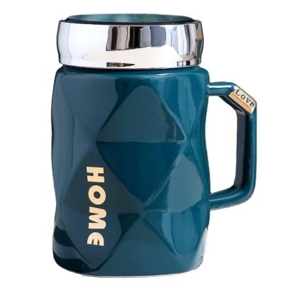 China Viable Creative Geometric Surface Heat Preservation Mug Travel Ceramic Mug for sale