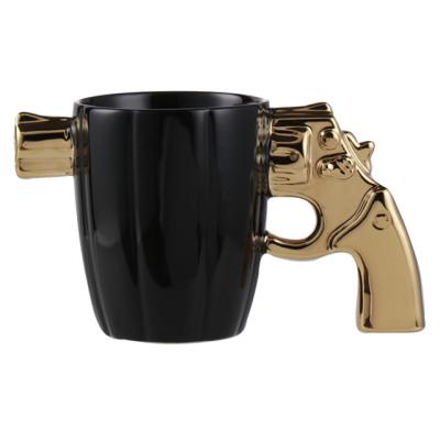 China Fashion Viable Creative Ceramic Mug 3d Revolver Mug Double Head Mugs for sale