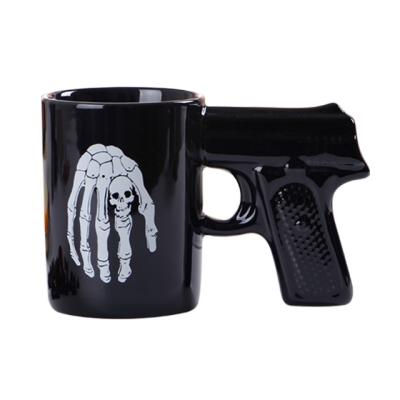 China Ceramic 3d Gun Coffee Milk Tea Mugs Handle Viable Pistol Desktop Mug Unique Gift Idea For Halloween for sale