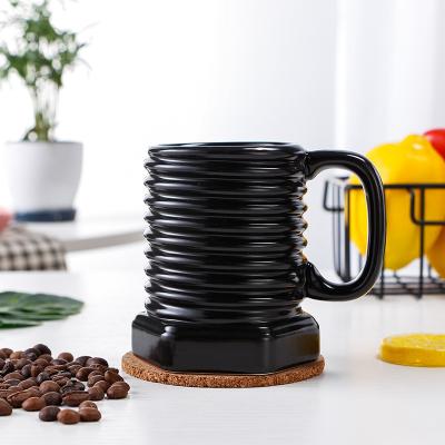 China Viable Chinese Ceramic Black Matte Mug Maker Spiral Mug for sale