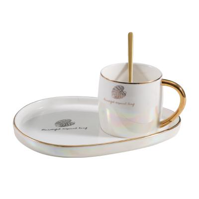 China Sustainable European family coffee cup luxury small saucer set simple afternoon tea for sale