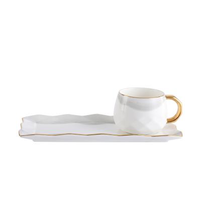 China Sustainable Creative Nordic Ceramic Coffee Cup And Saucer Set Gift Box Customized for sale