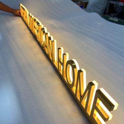 China Buildings newcomer 3d custom standing logo en acrylic led stainless steel back lit 3d letters sign illuminated led store logo letras for sale