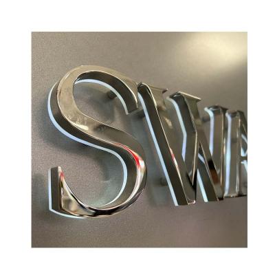 China Buildings Jewelry Store Head Silver Mirror Finish Chrome Platting Acrylic 3D Side And Reverse Lighted Letter Alphabet Sign for sale