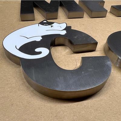 China Buildings Polished Vintage Brushed Metal Backlit Signage Letters Led Channel Letters 3d Illuminated Signs For Advertising Customized for sale