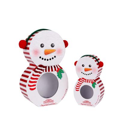 China Handmade Snowman Shape Chocolate Packaging Gift Box With Clear PVC for sale