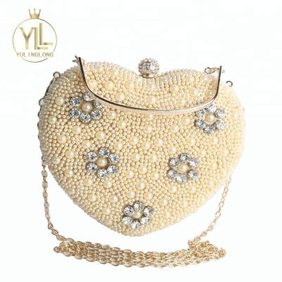 China Luxury Gold Clutch Heart Shape Pearlescent Evening Clutch Bag for sale