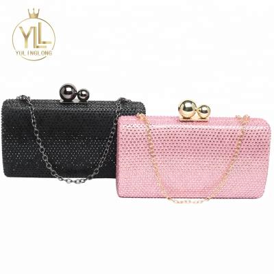 China Crystal And Rhinestone Clutch Beaded Clutch Evening Bag Women With Metal Ball for sale