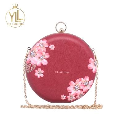 China Lady Custom Print Clutch Evening Belt Bag PU Wood Handbag for sale