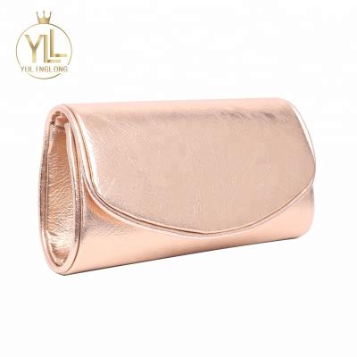 China Shoulder Bag Rose Gold PU Women Leather Evening Clutch Bag With Magnetic Snap for sale