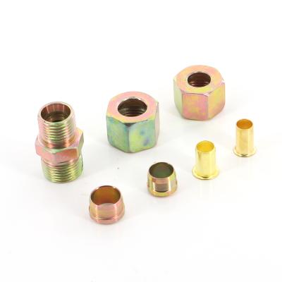 China Other Oil Hose Fitting Push In Male&Male Thread Hex Nuts Seal Ferrule Sleeve Core Ring Hydraulic Double Thread Fitting for sale