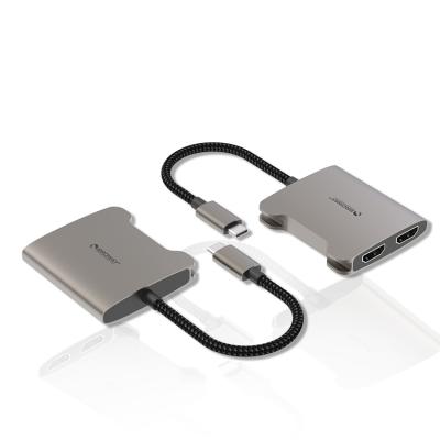 China 2in1 USB to HDMI 4k30hz HDMI 4k60hz dula monitor laptop adapter 13*7*3cm for sale