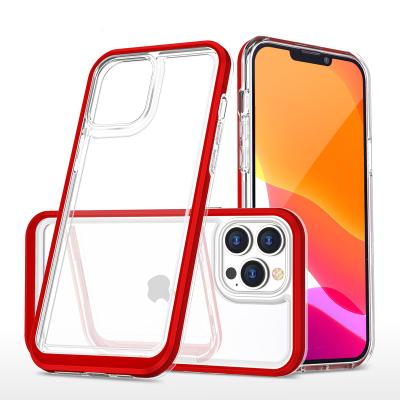 China New Design Colorful Protective Acrylic+PC Anti-drop View +TPU Transparent Phone Case For IP13 Series for sale