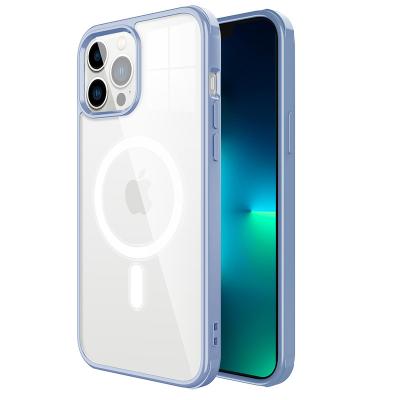 China New Design Anti-fall Shockproof Colorful Transparent PC Magnetic Cell Phone Case For iPhone 13 Pro Max Wireless Charging Phone Case for sale