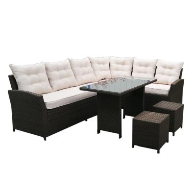 China Outdoor Living Wicker Sectional Chinese 5PC Patio Furniture Rattan Sofa Set for sale