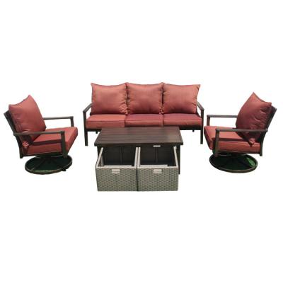 China Outdoor Living Furniture Contemporary Aluminum Cushion 4PC Patio Sofa Conversation Set for sale