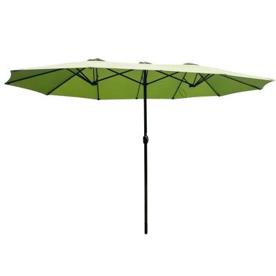 China Double Cafe Ribs Patio Umbrella Contemporary Black Steel Outdoor Large Sunshade Canopy for sale