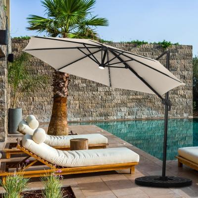 China With 360 Degree Rotation Garden 10ft Outdoor Solar Panel LED Lights Cantilever Offset Patio Umbrellas Patio Roma Umbrella With 360-Degree Rotation for sale