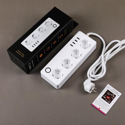 China Everwhere Hot Sale EU Smart Wifi LED Light Plug WiFi Smart Home Power Strip Surge Protector with 4 AC Outlets and 4 USB Ports for sale