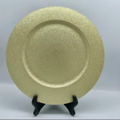 China Wholesale Disposable Cheap Gold Plastic Decorative Charger Plates Wedding for sale