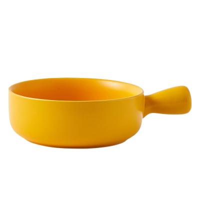 China Sustainable Creative Ceramic Chocolate Baked Nordic Rice Bowl Mold With Handle Instant Noodle Breakfast Net Red Wholesale for sale