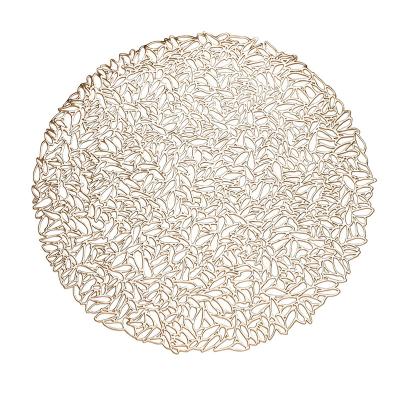 China Viable Hollow Creative PVC Bronzing Mat Non-Slip Decorative Simple Style Dinnerware Western Coaster Plate Mat for sale