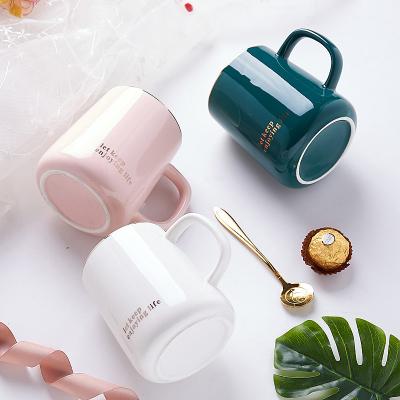 China Viable Creative Nordic Ceramic Mug With Lid Spoon Cup Gift Box With Custom Gift Cup LOGO Coffee Mug Set for sale