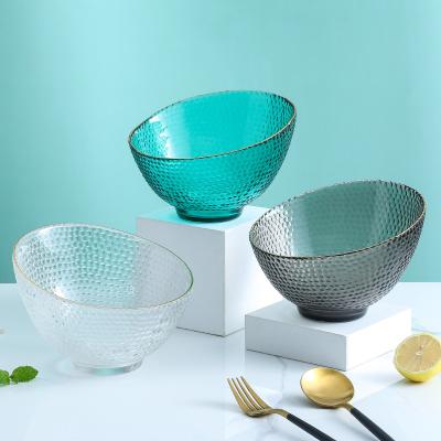 China Viable Nordic Creative Popular Home Furnishing Color Crystal Glass Multifunctional Beveled Bowl for sale