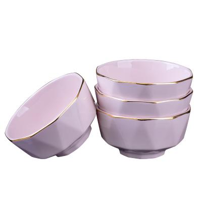 China 6 Pieces Viable Creative Hand Painted Gold Bowl Rice Bone China Set Ceramic Home Tableware for sale