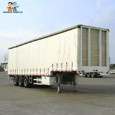 China suspensión de 90m3 3 Axle Curtain Side Trailers Mechanical en venta