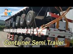 3 Axle Container Semi Trailer 40ft Flat Bed Mechanical Suspension Q235 Steel Beam