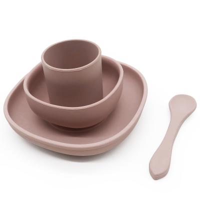 China Sustainable New Design Factory Tableware Set Food Grade Silicone Baby Feeding Dish for sale