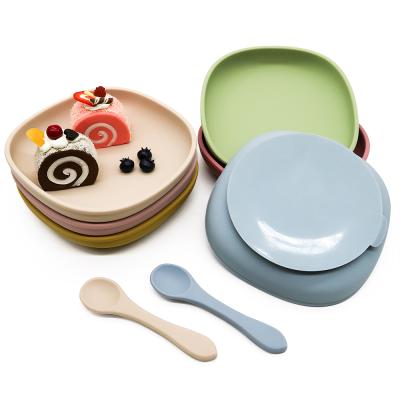 China New Arrival Sustainable Tableware Feeding BPA Free Suction Silicone Baby Exercise Dish for sale